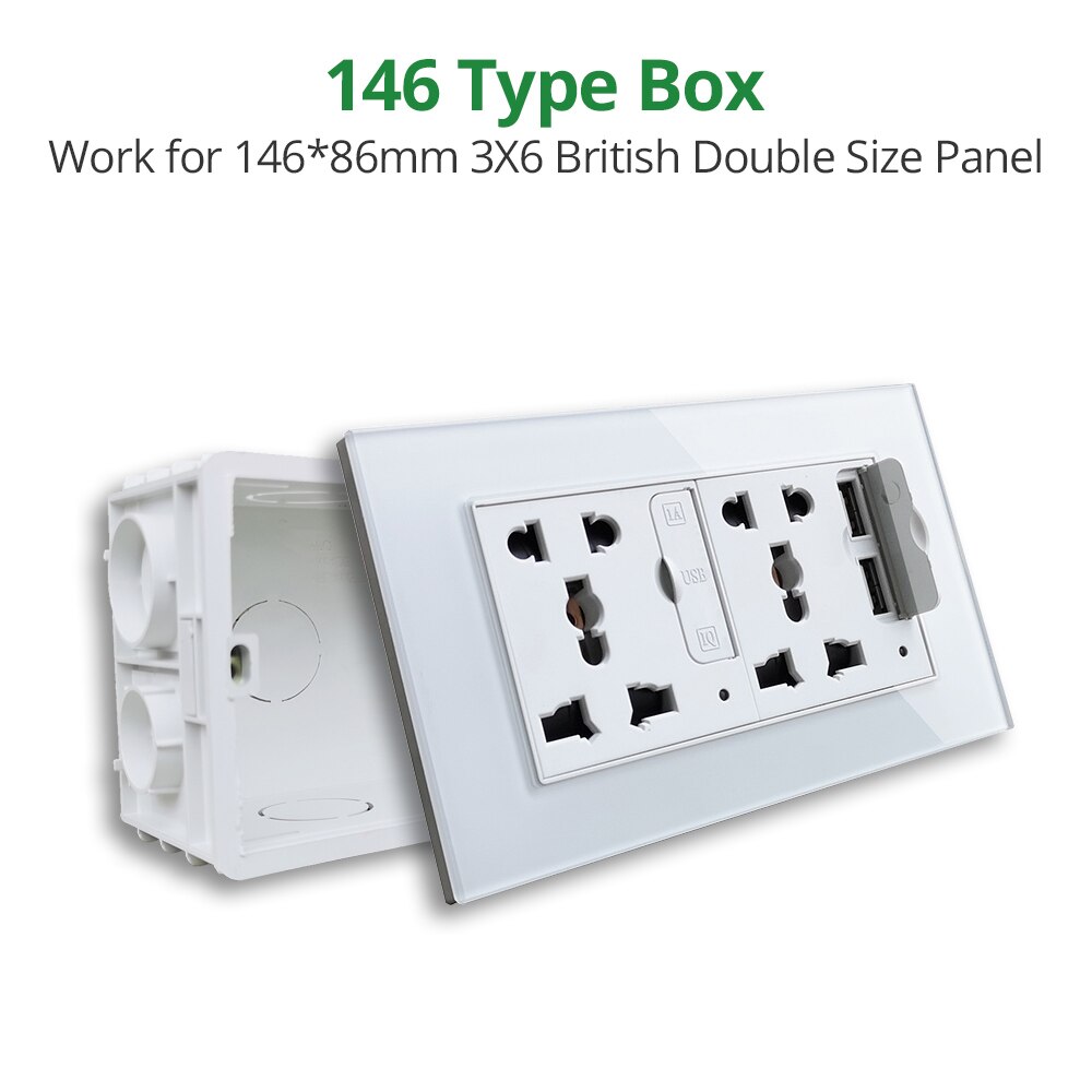 Mounting Box for 146*86mm Wall Switch and Socket Wallpad Cassette Universal White Wall Back Junction Box