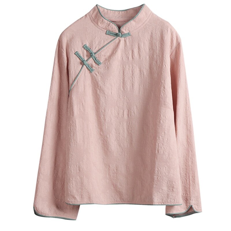 Traditional Chinese Style Clothing Women Blouse Shirt Tops For Women Mandarin Collar Oriental Linen Female Cheongsam Top FF2945