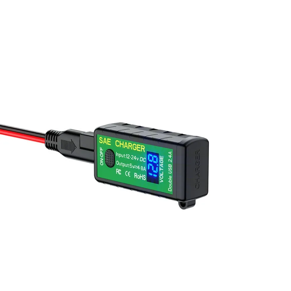 Motorfiets USB Lader SAE naar USB Adapter 2.1a/2.4A Type-C Voltmeter AAN/UIT Schakelaar Waterdichte Quick Disconnect plug Motorfietsen