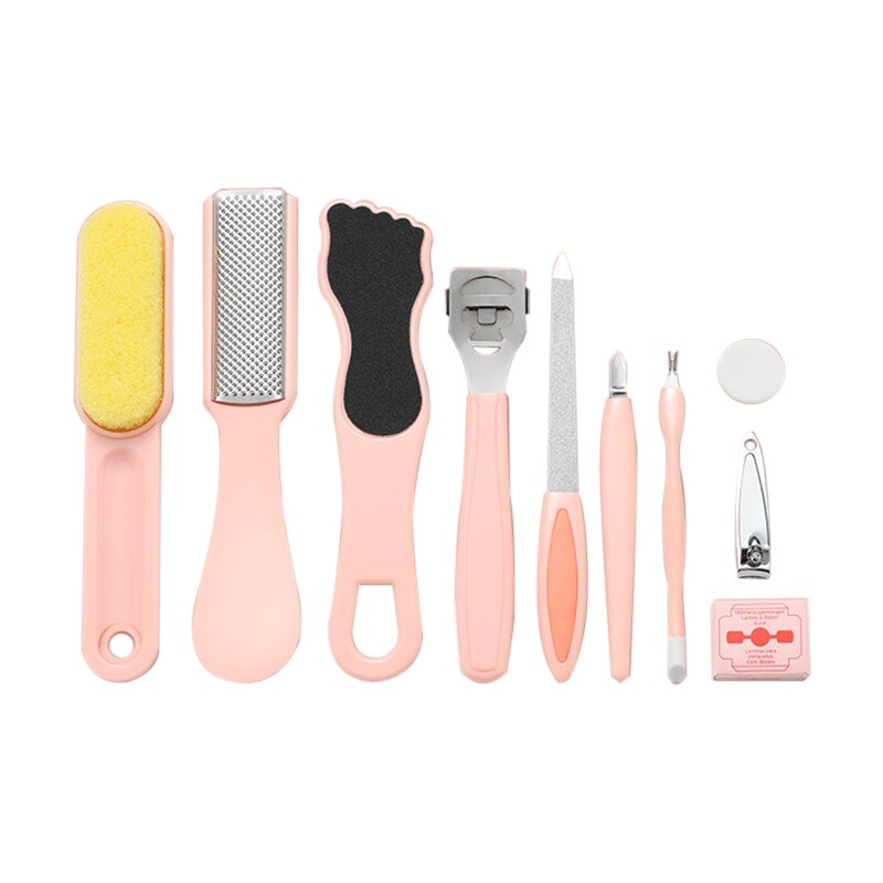 Pedicureset voetvijlen set gereedschap dubbelzijdige vijlen exfoliërend voorkomt dode huid voetverzorgingstool: Roze