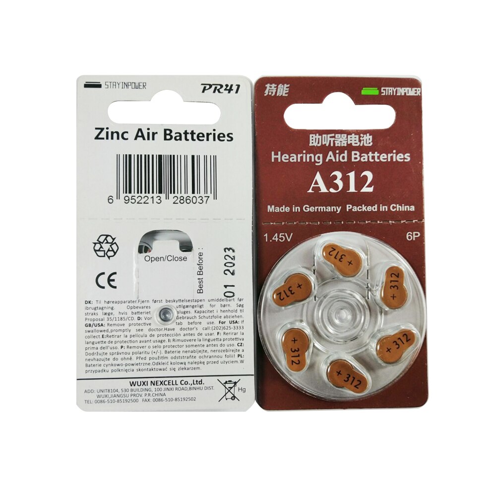 60 Pcs Verblijf In Power Zink Air Gehoorapparaat Batterijen A312 312A 312 P312 PR41 Gehoorapparaat Batterij A312 Voor hoortoestellen