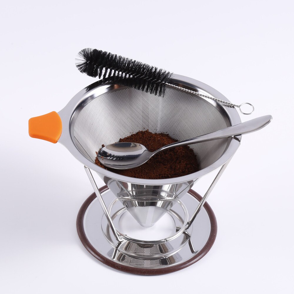 Stainless steel reusable coffee filter dripper v60 drip filters coffees basket holder MJ070115