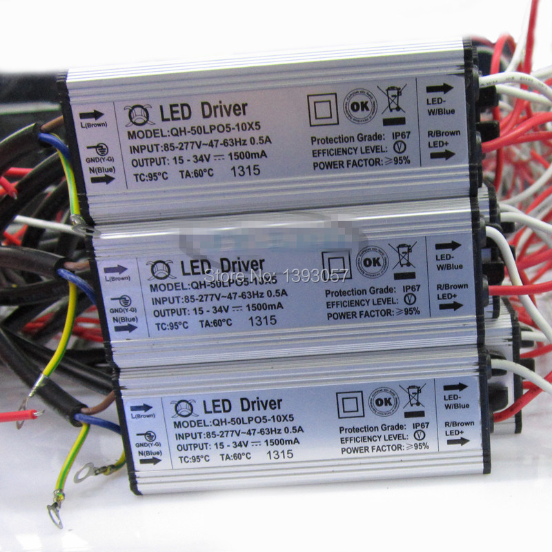 1pcs/lot 1500mA 50W LED Driver DC15-34v Power Supply IP67 Waterproof Constant Current Driver For FloodLight High Power LED Beads