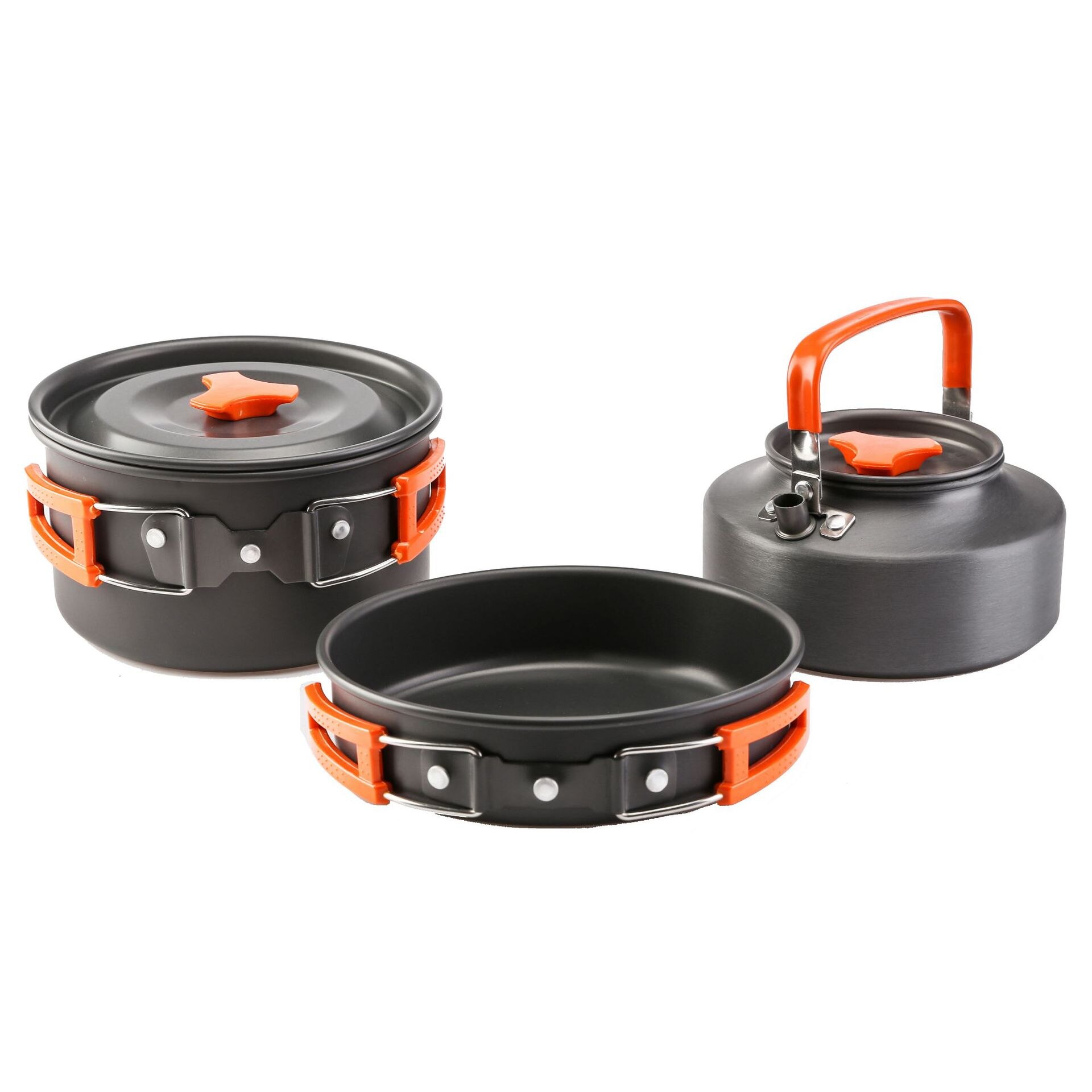 Camping Cookware Set Outdoor Aluminum Cooking Set Water Kettle Pan Pot Travelling Hiking Picnic Tableware Equipment: As the picture02