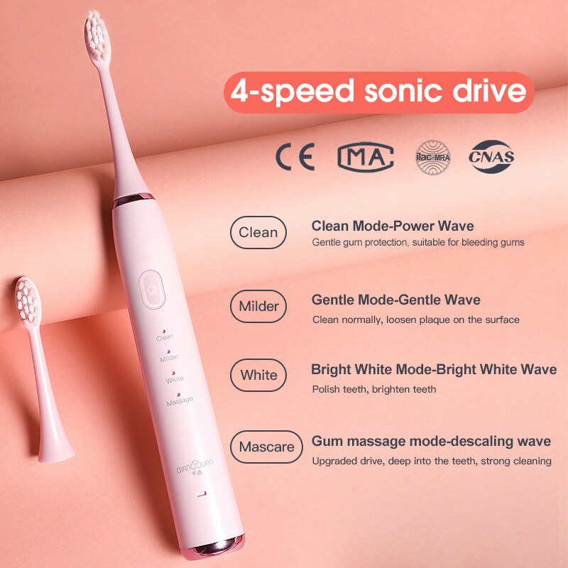 Electric Toothbrush Toothbrush Sonic Ultrasonic Brush IPX7 Waterproof Sonic Toothbrush Recharge Sterilization Anti-bacteria