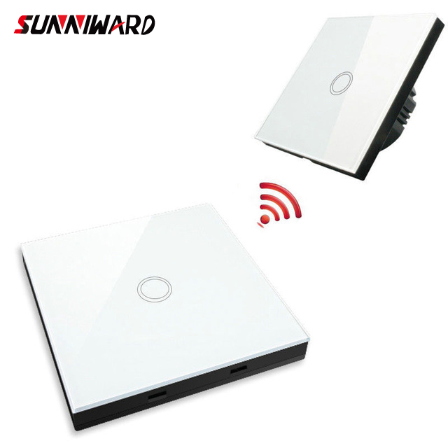 Eu Standard Double Control Switch Wireless Remote Control Transmitter 433 Mhz Glass Panel Switch Shape For Wall Light: 1 set white 1 gang