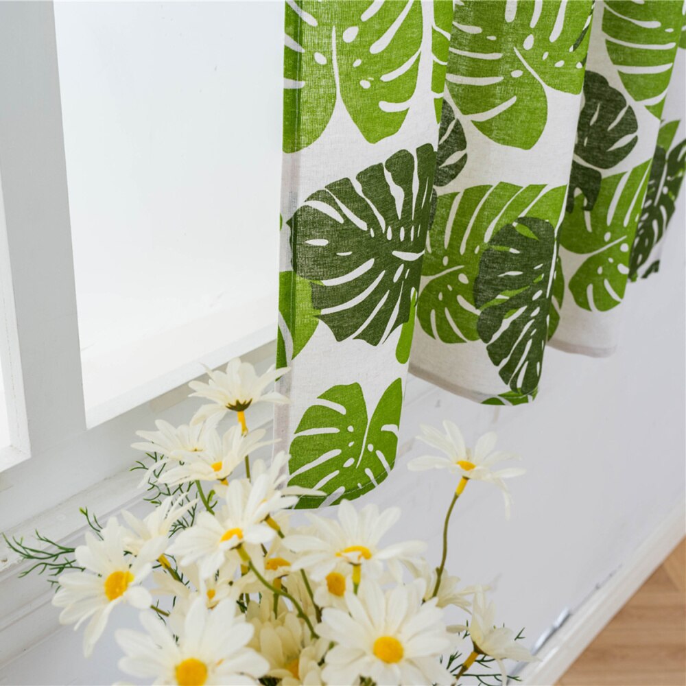 1 Pc Rod Small Window Short Curtain Household Sheer Valance Kitchen Balcony Door Panels Curtain Home Curtain Drape - 100x130cm (