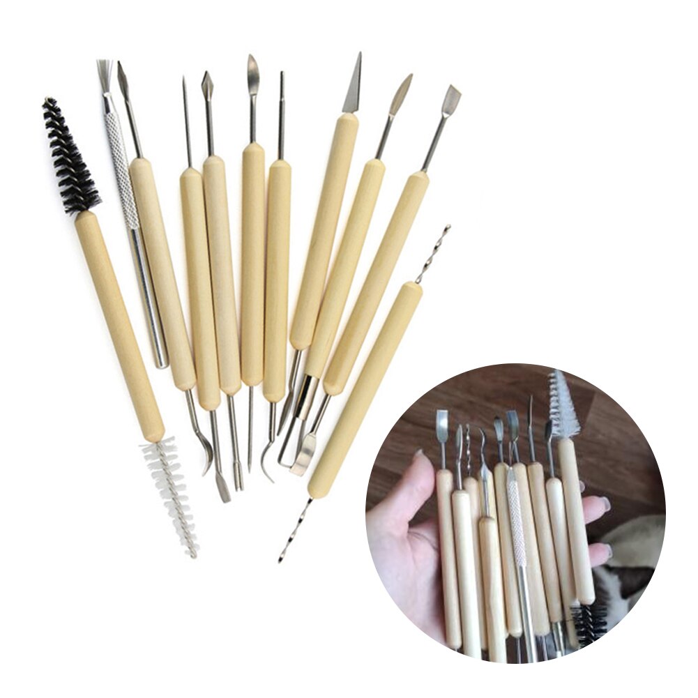 11Pcs Clay Sculpting Kit Aardewerk Tool Keramische Klei Gereedschap Houten Handvat Polymeer Shapers Modellering Gesneden Tool Handwerk Kits