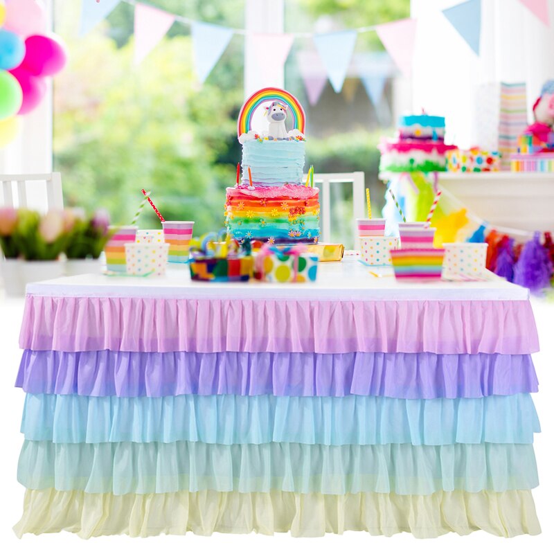 Gradient Tulle Table Skirt for Tables in any Shapes 5 Layered Ruffle Table Skirt for Wedding Party 6/9/14 FT. USJ99