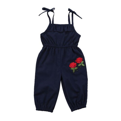 2017 Pagliaccetti Del Bambino di Autunno Fiore Del Ricamo Del Bambino Della Ragazza del Ragazzo Dei Jeans Tuta di Alta Qualità Denim Tuta Infantile Dei Vestiti Del Bambino