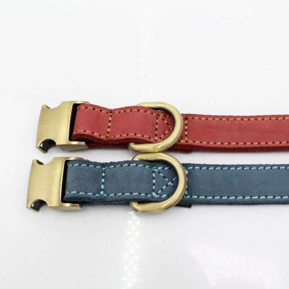 Halsband Voor Kleine Medium Grote Honden Verstelbare Zachte Comfortabele Lederen Huisdier Halsband Met Zware Koperen Metalen Gesp