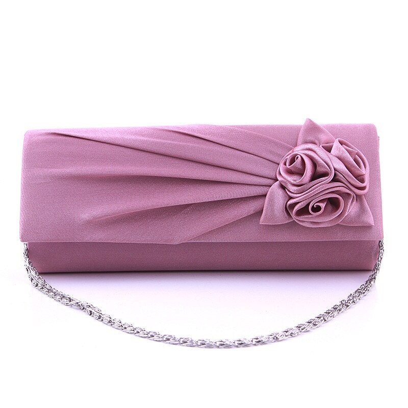 Wallike 2017 Moda Satin Evening Partido Prom Casamento Saco Da Bolsa Da Carteira das Mulheres Bolsa Da Senhora Forma Dura Rosas Cor Sólida embreagem