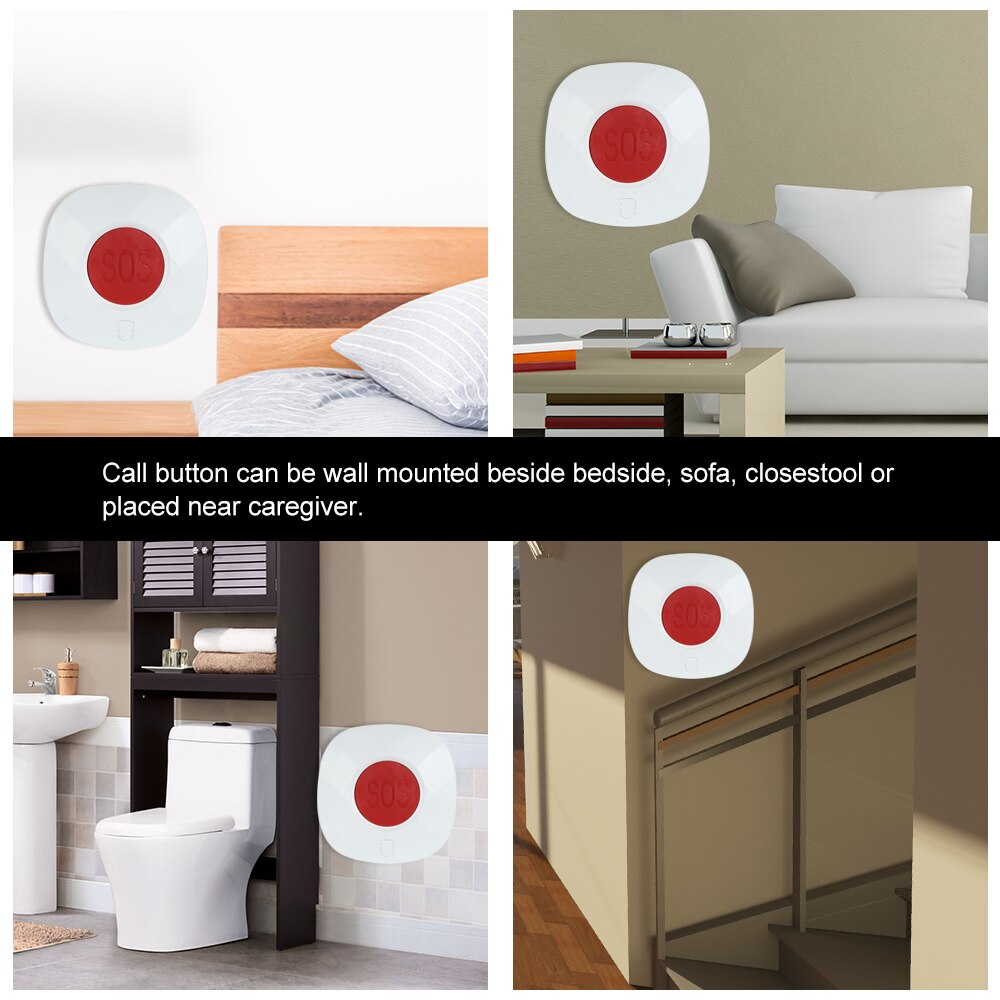 WIFI Wireless Remote Call Button SOS/Emergency Button 433MHz Caregiver Pager Alert System Home Secure Alarm System