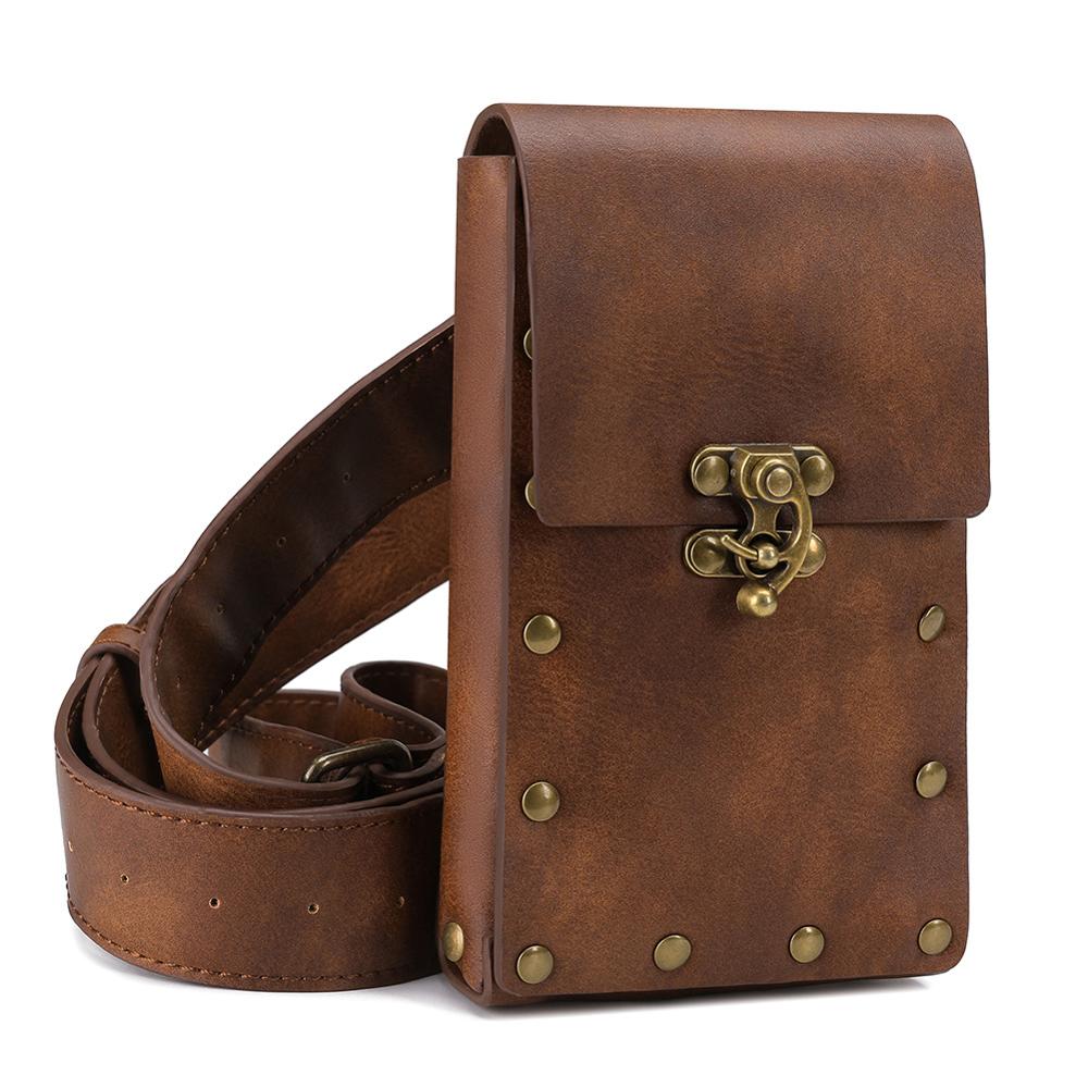 Steampunk Taille Tas Vintage Lederen Volwassen Wandelen Reizen Fanny Pack Belt Loops Hip Bum Bag Portemonnee Portemonnees Telefoon Bag l920: One Brown bag