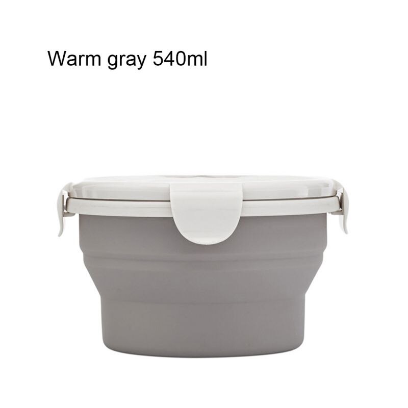 Opvouwbare lunchbox van siliconen van voedingskwaliteit met deksel, 660ml kampeerkom, magnetron- en koelkastvoedselbewaarkom: 540ml