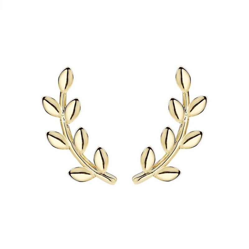 CANNER Gold Color Leaf Stud Earrings for Women Girls Korean 925 Sterling Silver Earrings Delicate Mini Earings Jewelry H40: 1 gold