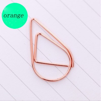 200PCS Cute Teardrop Smooth Stainless Steel Shaped Paper Clips for Office Wedding Women G: rose gold