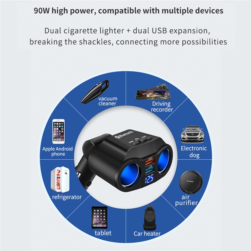 Uslin 120W Fm-zender Bluetooth 5.0 Handsfree Car Kit Audio MP3 Speler QC3.0 QC4.0 5A Snelle Charger Auto Fm modulator