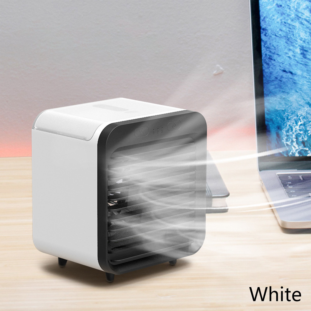2024 Mini Draagbare Usb Oplaadbare 3 Versnellingen Airconditioner Koeler Ventilator Airconditioner Luchtkoelventilator Kantoor Desktop Ventilator: WIT