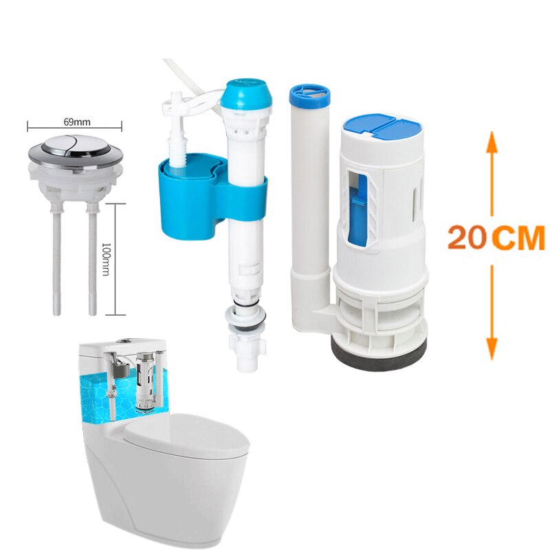 Toilet vandtank dobbelt skyl trykknap cistern sifonventil kits wc toilet: 20cm