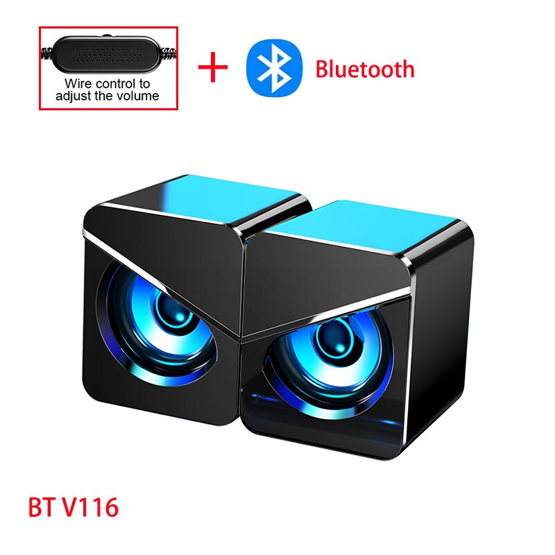 Mini Computer Speaker, Pc Speakers Voor Desktop Computer, Laptop Speaker Met 4D Stereo Geluid, Luid Volume, verbeterde Bas.: BT V116 Black