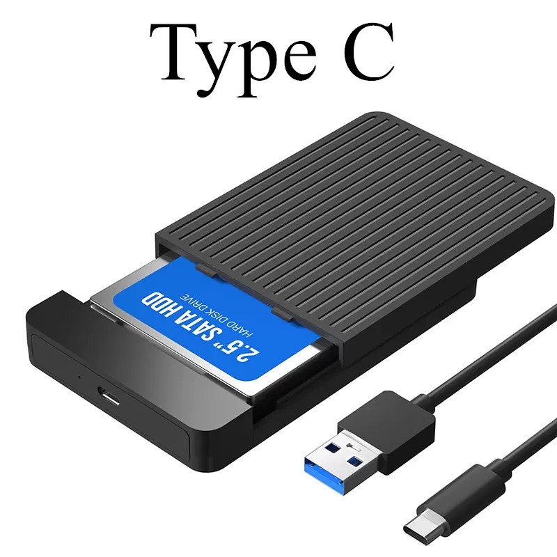 Caja de disco duro USB3.0 de 2,5 pulgadas, carcasa de HD externa, caja de disco duro USB a Sata de bolsillo para adaptador de portátil HDD 2 5 Ssd: Negro