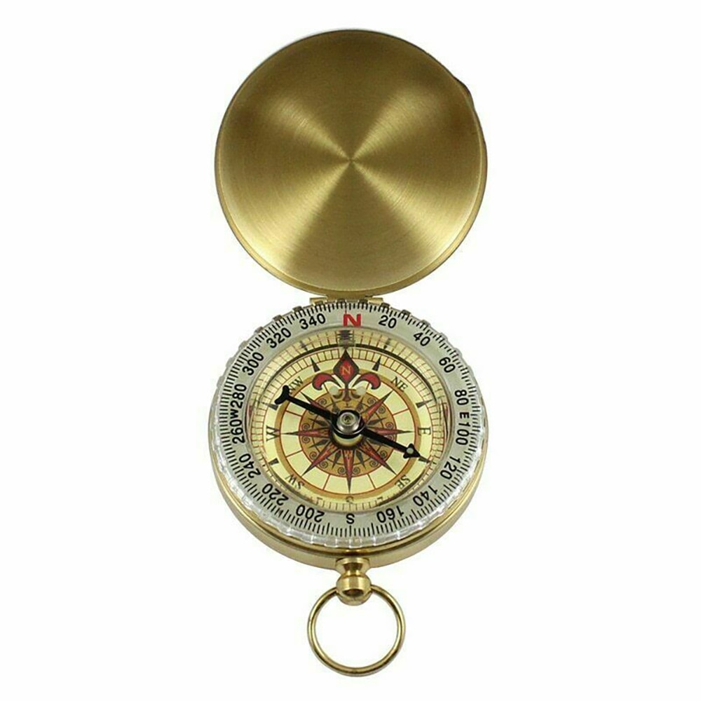 Camping Compass Navigation Hiking Pocket Brass Golden Compass Portable Compass Navigation for Outdoor Activities