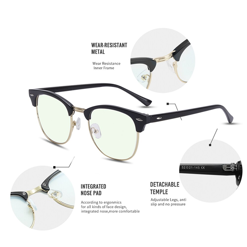 Anti-blauw licht bril heren retro vierkante fotochromatische computerbril dames schadelijke licht blokkerende bril mannelijke verkleuring