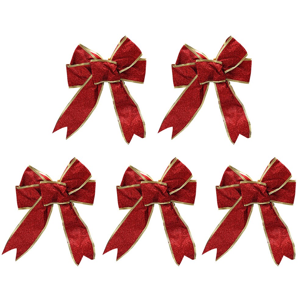 5 stk stor krans hengende hjemme fest bar pvc festival dekorasjon ornament år juletre sløyfe: Rød