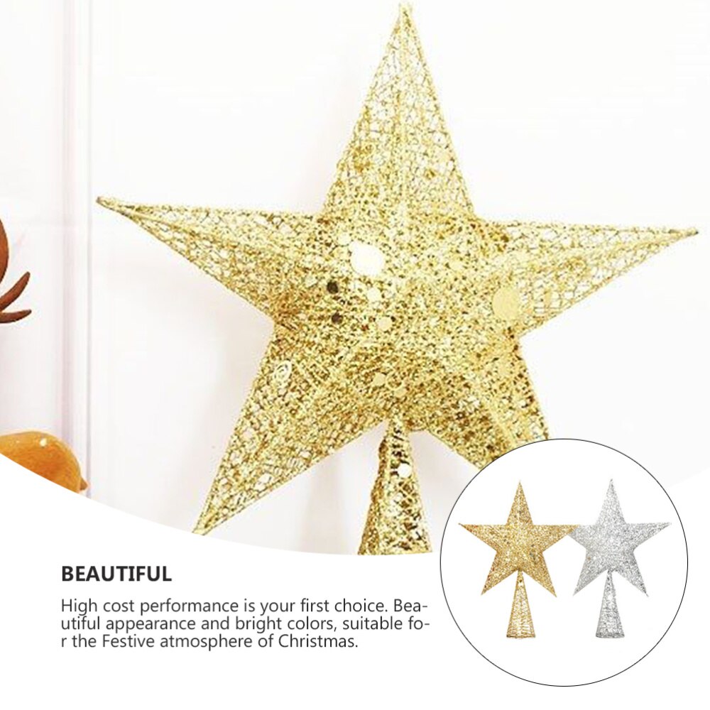 2 Stuks Kerst Aantrekkelijke Creatieve Unieke Party Prop Iron Art Ornament Boom Top Ster Voor Thuis Hotel