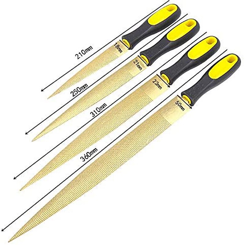 Small File Four-In-One Wooden File File DIY Craft Woodworking Wood Carving Tool, Carbon Tool Steel, Conical, Gold.