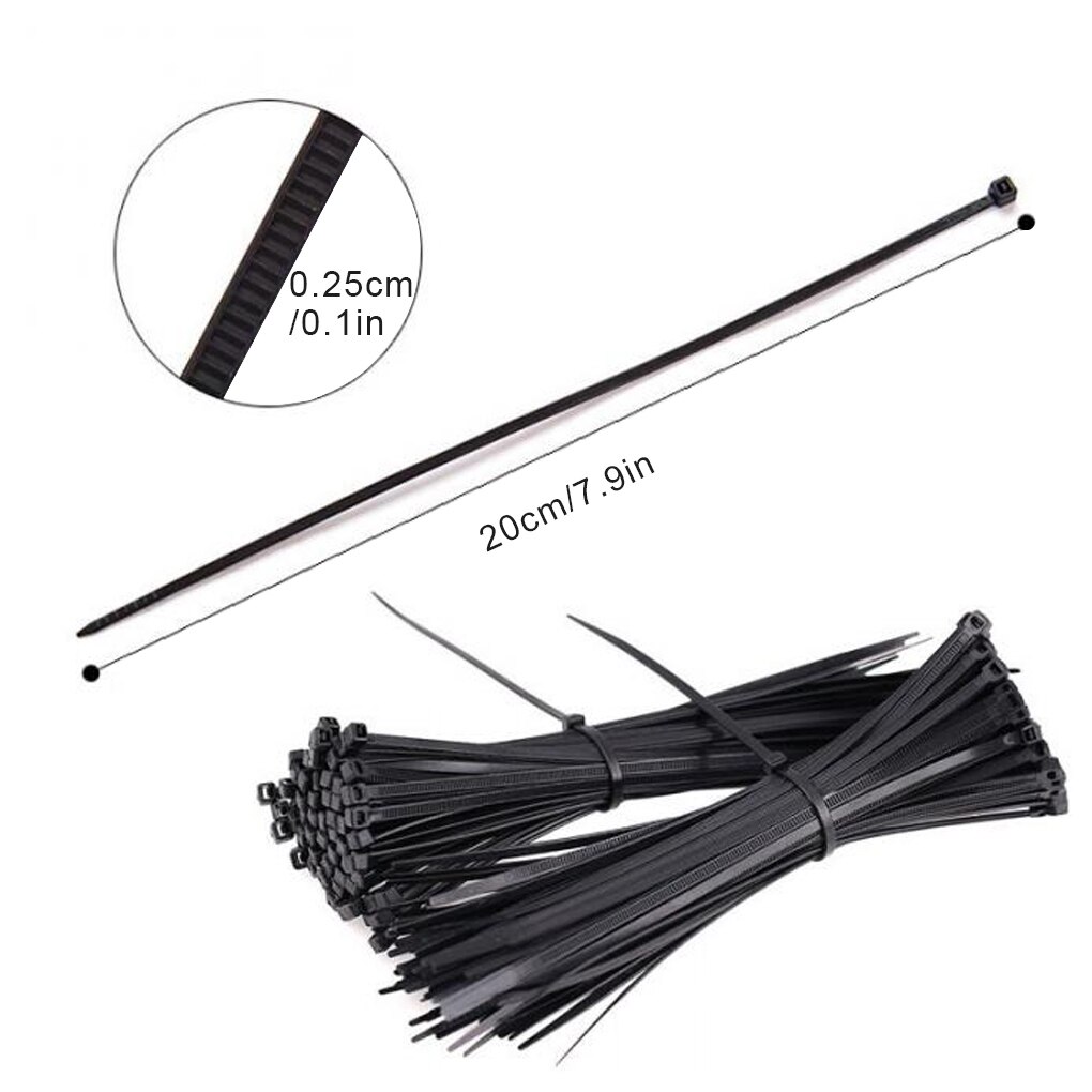 100pcs Reusable Standard 3x150mm Cable Ties Self-locking Plastic Nylon Wire Zip String Tie