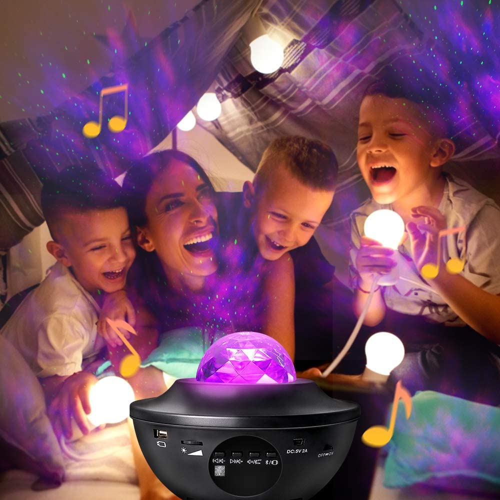 Musik-Spieler mit Bluetooth LED Galaxis Projektor Ozean Welle LED Nacht Licht Fernbedienung Sterne Nacht Rotierenden Licht Luminaria Für Kind