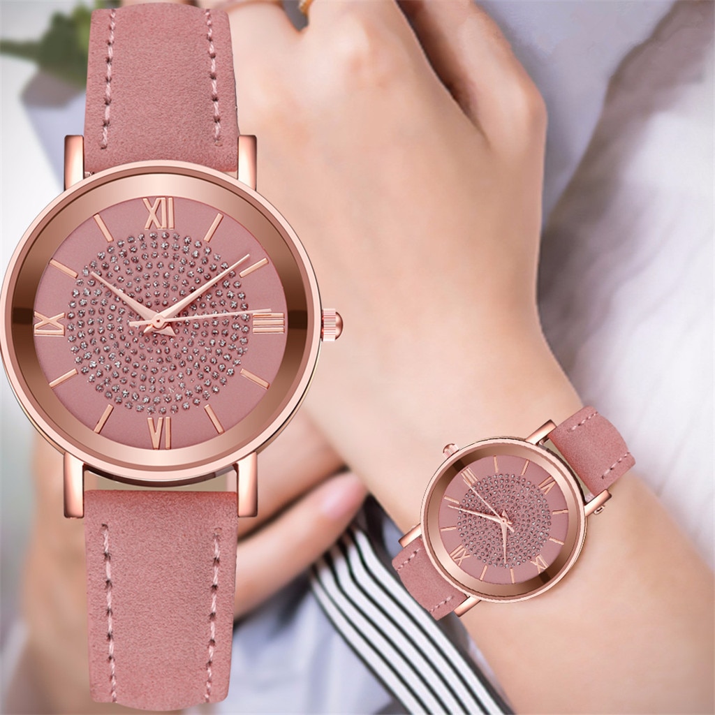 Vrouwen Horloges Casual Vrouwen Romantische Sterrenhemel Polshorloge Lederen Strass Klok Eenvoudige Jurk Diamond Reloj