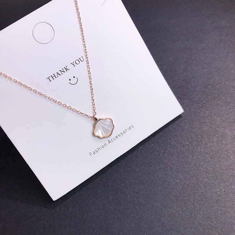 ANENJERY Shell Pendant Necklace Statement for Women Clavicle Chain Necklace Office Jewelry S-N684: Rose Gold Color
