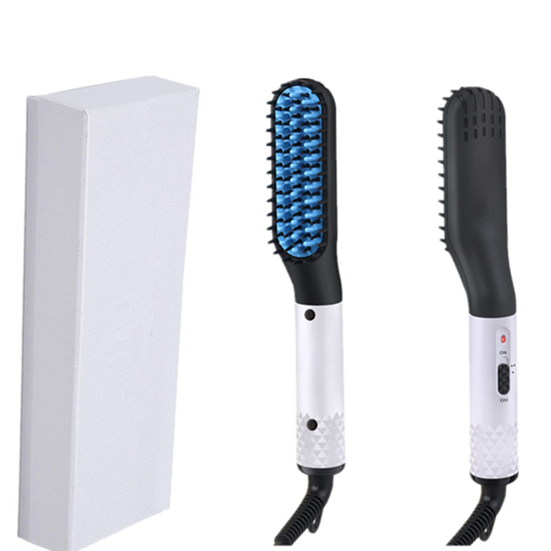 Peine alisador de barba para hombres, cepillo alisador de pelo con calefacción , multifuncional, alisador de pelo: with box 2 / US