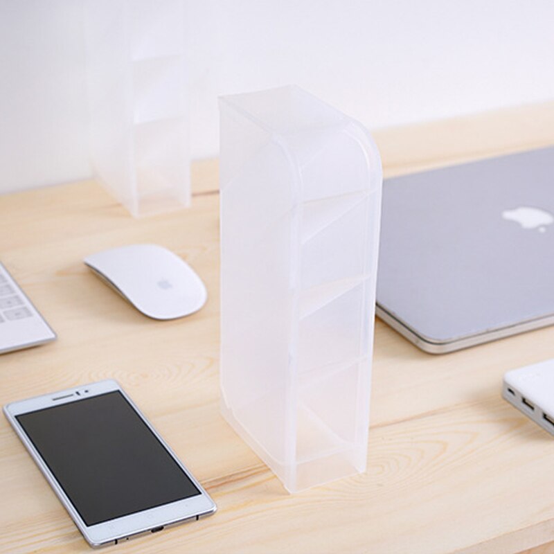 1PCS Desk Pen Pencil Organizer Multi-function 4 Grid Desktop Pen Holder Office School Storage Case Clear White Black Plastic Box