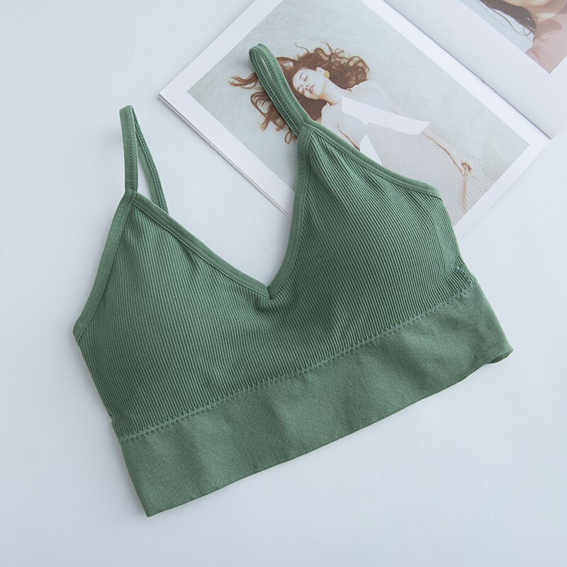 Seamless Sports Bra Women Push Up Sport Top for fitness U Back Padded Sports Bras Vest Shockproof Running Gym Workout Bra: 02green