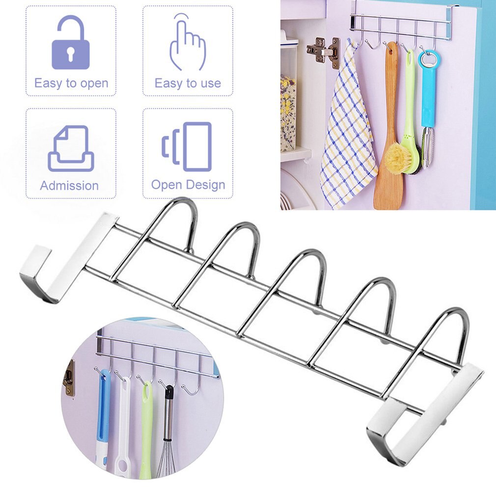 Eco-Friendly Silver Metal Over Door Home Bathroom Kitchen Coat Hook Hanger Towel Hanger Robe Hook Wall Mounted Hooks & Rails