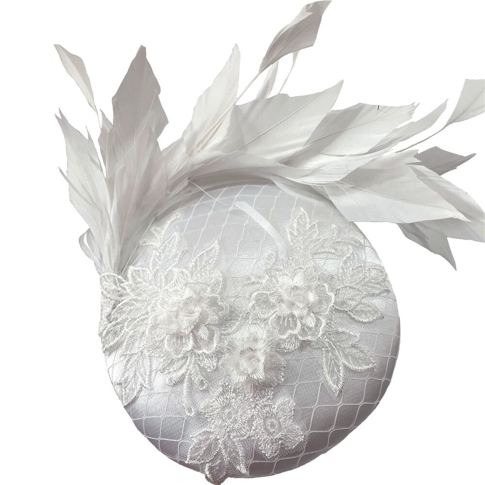 Mooie Mode Vrouwen Bruiloft Hoed Bridal Dames Bruiloft Fascinators Hoofdband Met Fancy Feather Party Gelegenheid Haar Accessoires: WHITE
