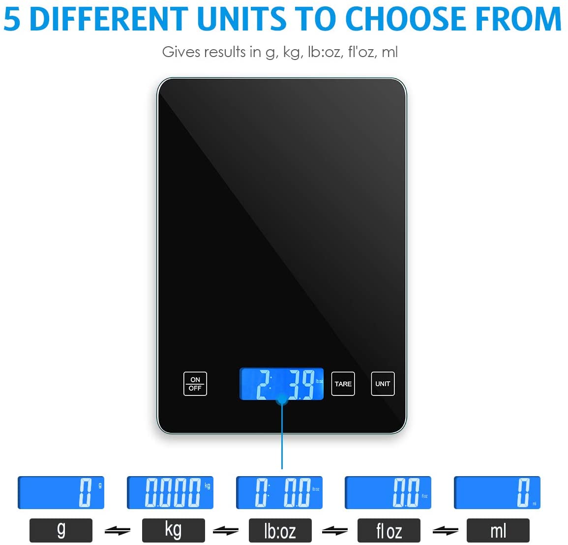 digital kjøkkenvekt 1g-10 kg matvekt vanntett herdet glass plattform høy nøyaktighet multifunksjonsvekt