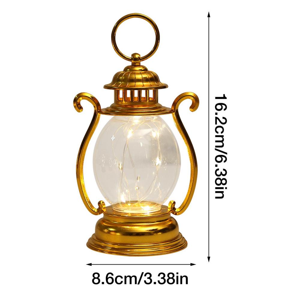 Outdoor Lantaarn Retro Decoratieve Hangende Lantaarn Batterij Werkende Rustieke Lantaarn Antieke Buitenlamp Voor Kamperen Wandelen: Goud