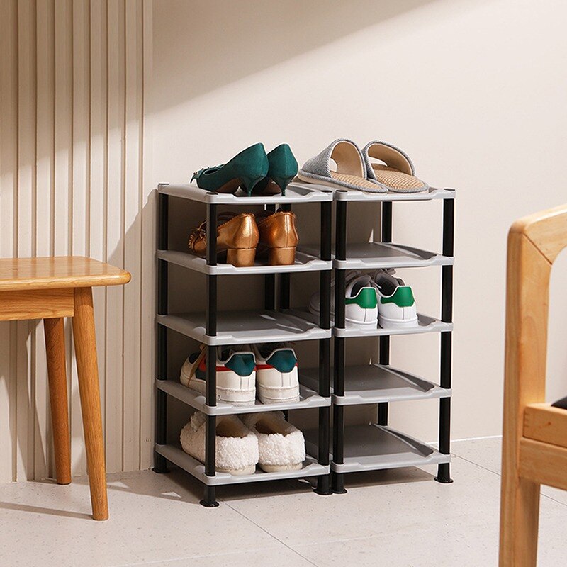 5 Layers Stackable Shoe Hanger Assembly Integrated Large Capacity Shoes Storage Rack Space Saving Safety Shoe Stand Organizer