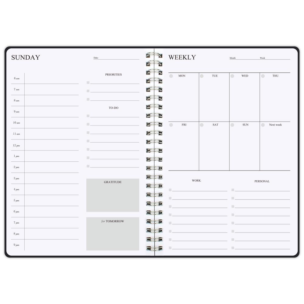 Daily Weekly Work Planner Hourly Schedule Appointment Agenda Undated Notebook Journal To Do List Flexible PVC Cover Diary Book: 58