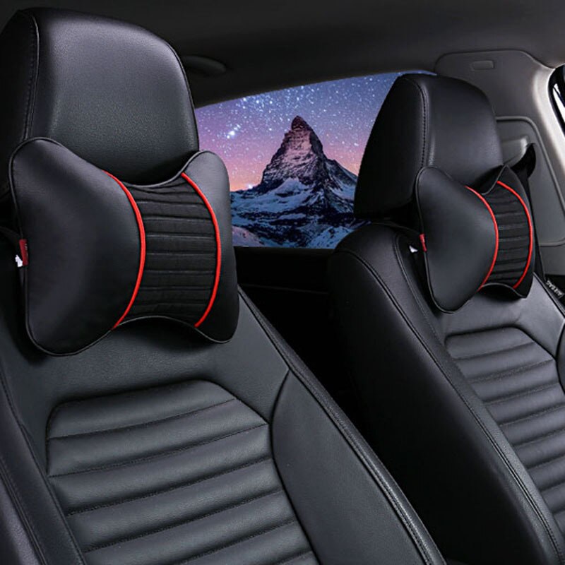 Coussin repose-tête de voiture 2 pièces, repose-nuque, oreiller de voyage, soulage la Fatigue, oreiller médical pour conducteur en coton Pp: Black