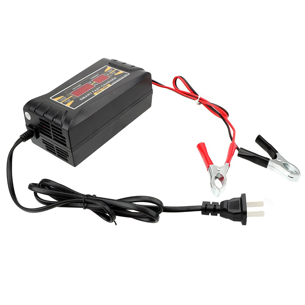 LEEPEE 150V-250V Lead Acid Battery-chargers LCD Display US EU Plug 12V 6A Smart Fast Power Charging Suitable for Car Motorcycle: US