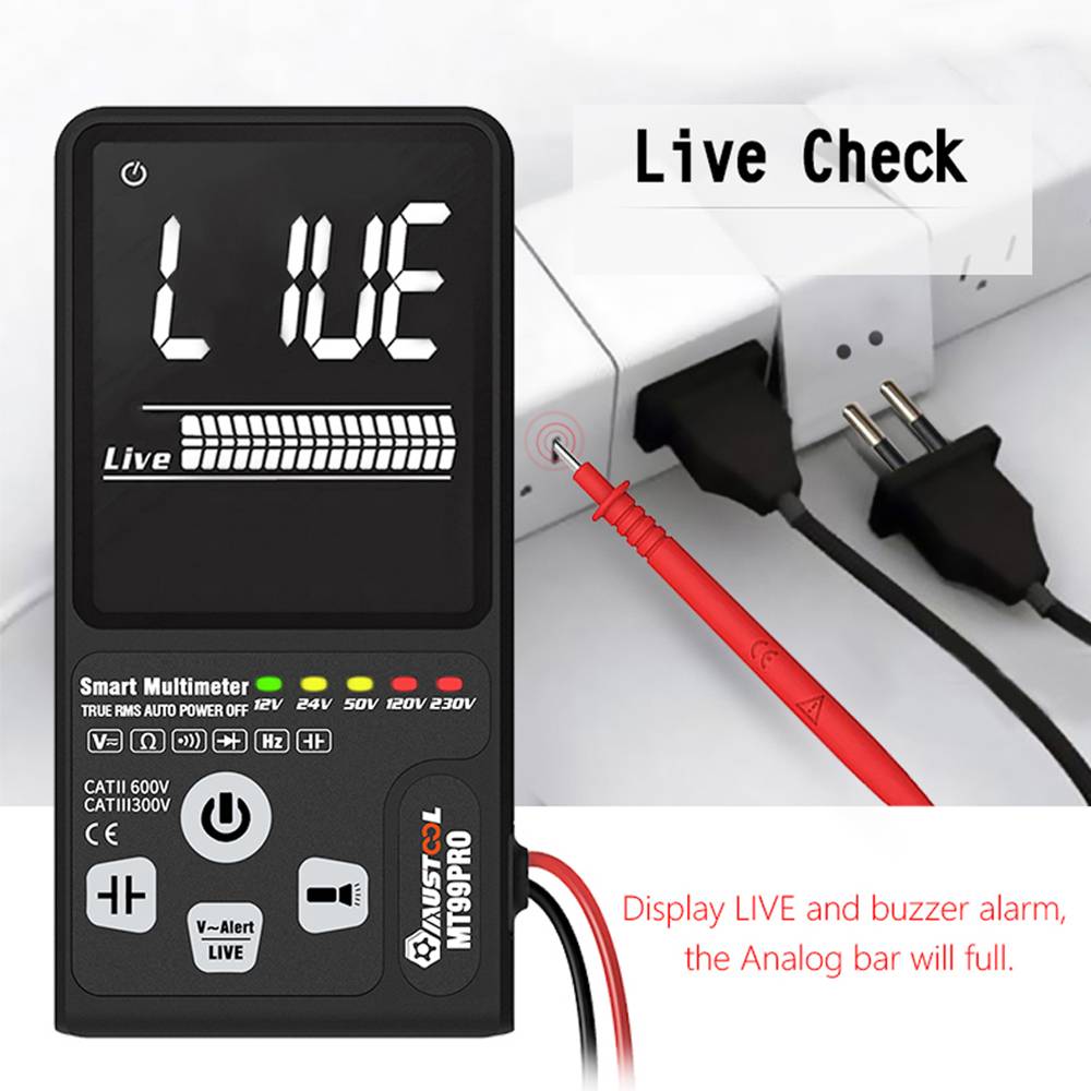 Digital Multimeter True RMS 9999 Counts Digital Multimeter Ultra-large EBTN LCD Screen 3-Line Display Fully Auto-Range DMM