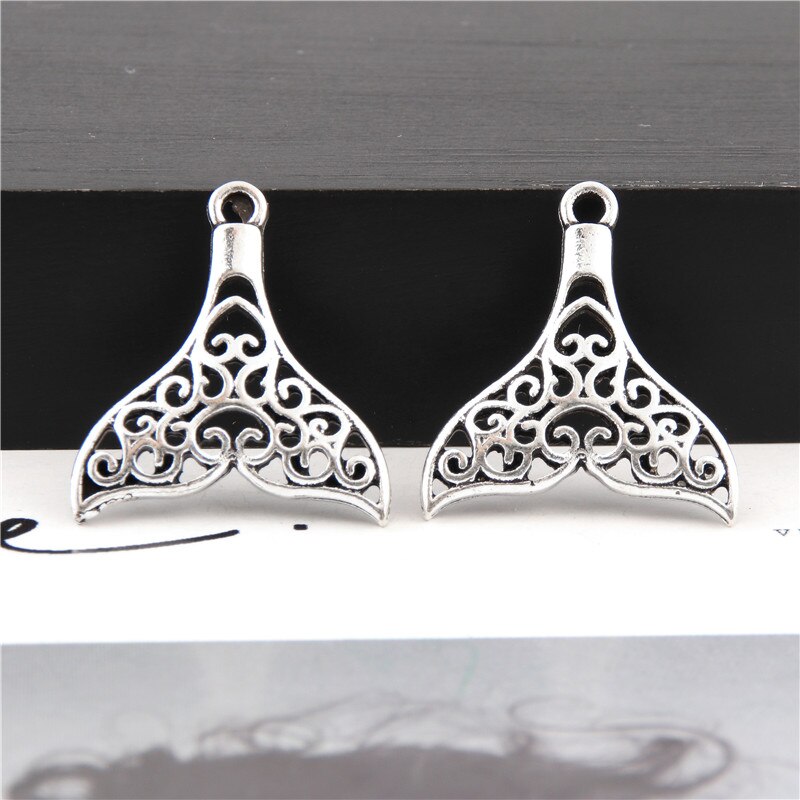 15Stck Silber Farbe Meerjungfrau Fischschwanz Charme Strand Nautischen Anhänger Für Frauen Halsketten Schmuck Zubehör 20X22mm A3108
