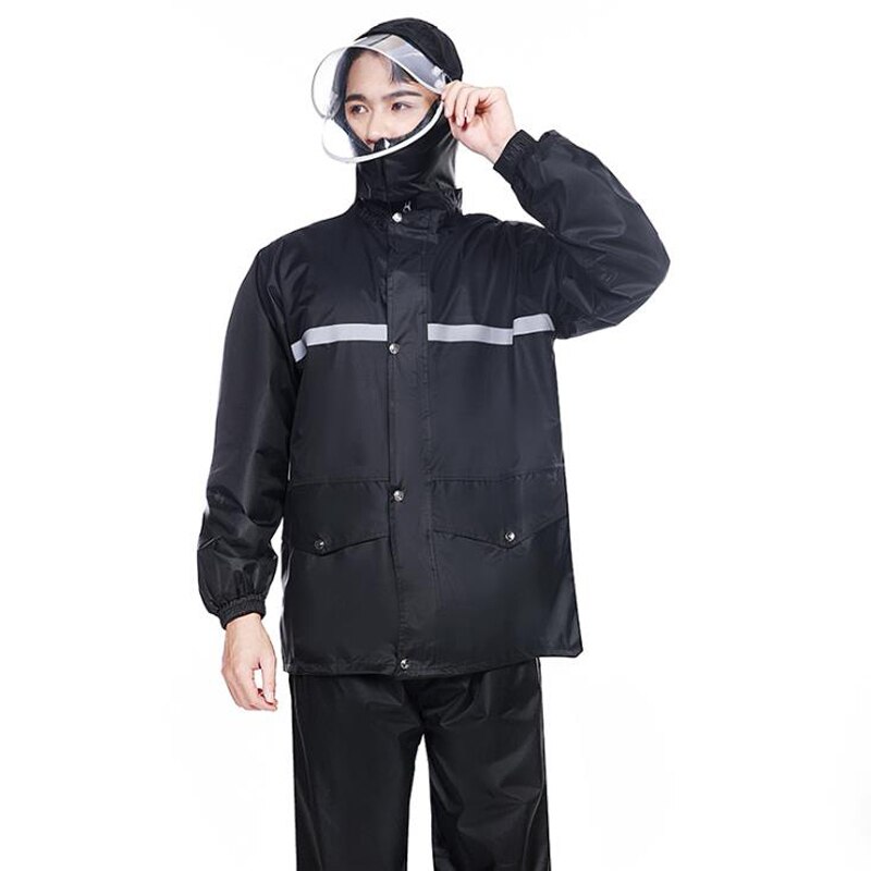 Raincoat Rain Pants Reflective Breathable Men Women Rain Coat Outdoor Waterproof Rain Gear Motorcycle Hooded Rainsuit