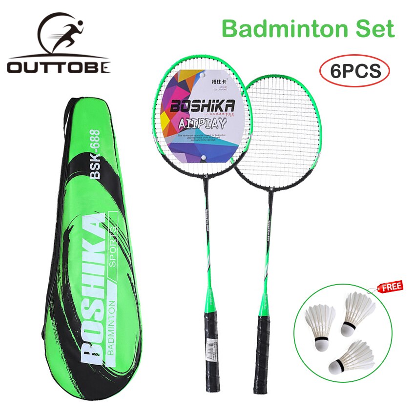 Outtobe 6PCS Badminton Racket Set Sports Fitness Rackets Iron Alloy Badminton Rackets with 3 Badmintons & Carry Bag: B